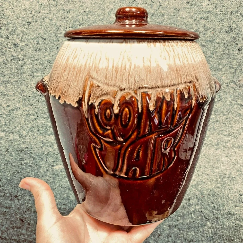 Vintage McCoy Pottery Brown Drip Glaze Cookie Jar With Lid 7024 USA